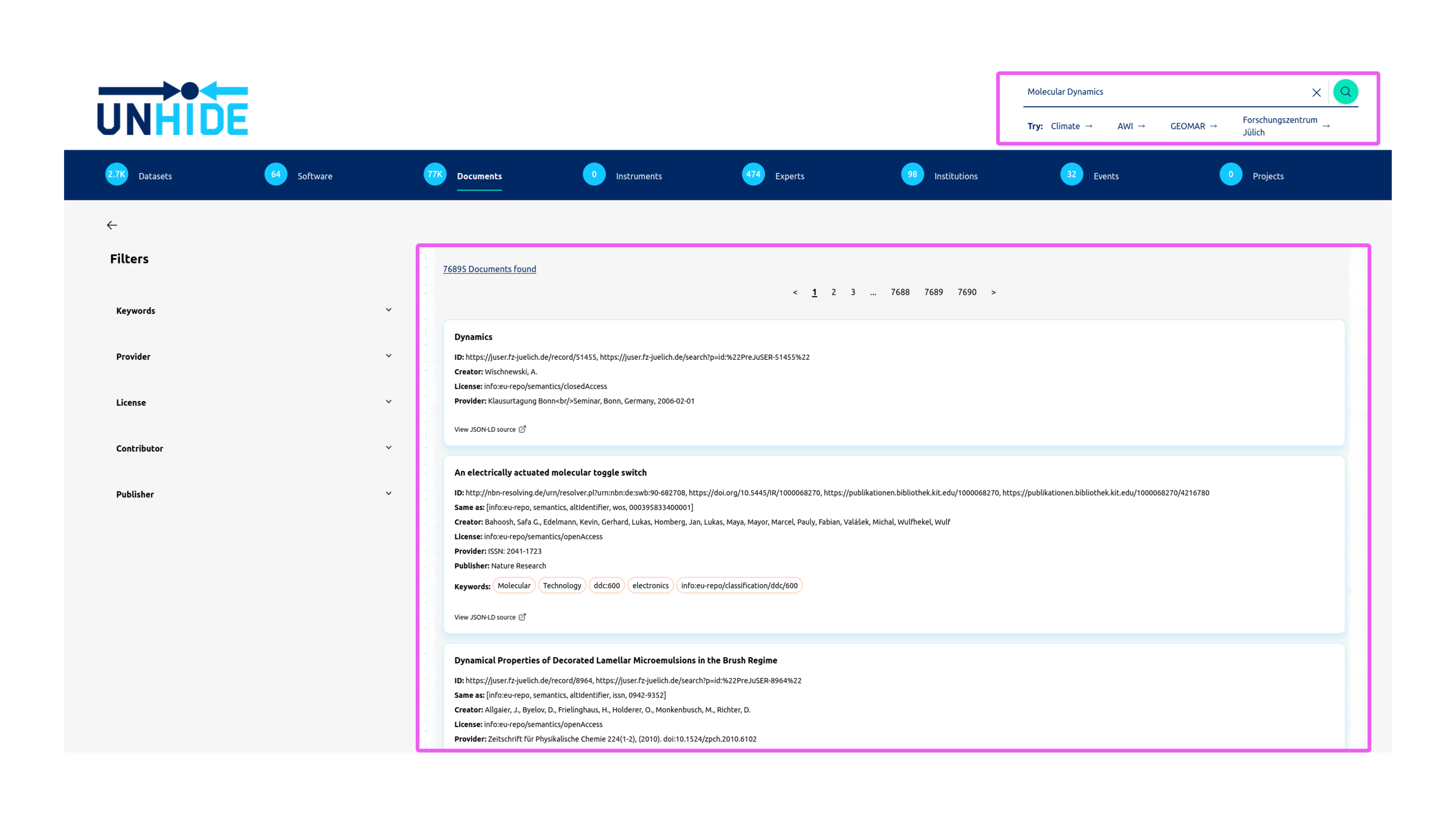 Image of unhide search results
